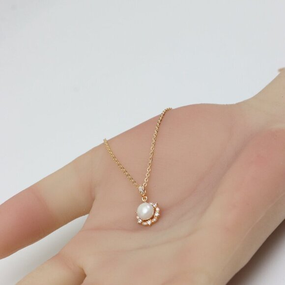 Elegant Rose Gold Chain Necklace with Pearl Pendant, XPNL0258 - Picture 6 of 13